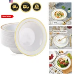 50PCS Plastic With Gold RIM-12OZ Disposable Soup Bowls, Christmas Thank... New. Price: $41.99.