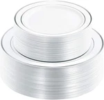 Wdf Plastic Christmas Plates White Silver Rim 120PCS, - New. Price: $57.88.
