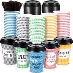 Gerrii 100PK Disposable Coffee Cups W/ Lids & Straws, Motivational Paper New. Price: $74.12.