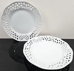 2 Lillian Vernon White Pierced Salad Plates Set Elegant Scalloped Table Dish Lot Used. Price: $46.87.