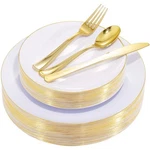 Nervure 125PCS Christmas Plastic Plates - Disposable White And Gold Rim Plate... New. Price: $42.99.