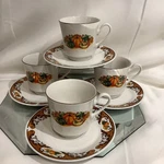 American Atelier Pumpkin Harvest Cups & Saucers - Set Of 4 Used. Price: $19.95.