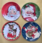 Mr. Christmas 8" Ceramic Plates Set Of 4 Nostalgic Santa Claus Reindeer Snowman New. Price: $35.00.