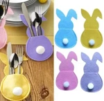 Colorful Easter Bunny Tail Silverware Cutlery Holder Table Home Decor Set Of 4 New. Price: $9.86.