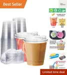 12 Oz Clear Plastic Cups With Strawless-sip-lids, 25 Sets Disposable Pla... New. Price: $19.99.