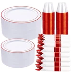 Disposable Plates Cups Cutlery Set Pieces Red 9 Oz WLET700R Wellife Plastic New. Price: $154.99.