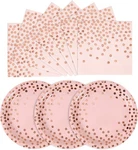 Cenlbj Pink And Rose Gold Paper PLATES-50 Pack- MODERN-50PCS, New. Price: $13.99.