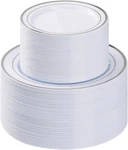 Silver Plastic Plate, Disposable Party Plates With 100 200PCS, New. Price: $77.65.