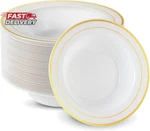 Munfix 50 Gold Plastic Set, 12OZ Disposable Fancy Soup Bowls, Heavy Duty New. Price: $25.50.
