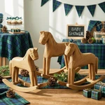 3 Pack Baby Shower Wooden Vintage Rocking Horse Table Decoration For Blue Green New. Price: $75.95.