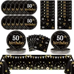 50TH Birthday Party Supplies Serves 24 Black And Gold Years Paper New. Price: $20.31.