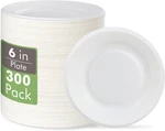100% Compostable Small Paper Plates, 300 Pack 6 Inch Disposable Un New. Price: $37.53.