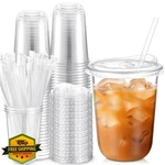 Ziliny 16OZ Clear Plastic Cups 50 Pack Sip Lids Straws Cold Drinks New. Price: $34.99.