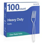 Sacatr 100 Count Disposable Plastic Forks,heavy Duty Clear Pla... New. Price: $15.02.