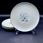 Universal Ballerina Mist Light Blue 10" Dinner Plates SET/5 Earthenware Vtg Usa Used. Price: $55.00.