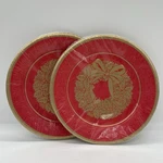 Vintage Hallmark Ambassador Christmas Paper Plates Gold Wreath 16 Ct 8 3/4" Nos New. Price: $12.99.
