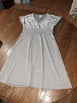 6/8 Tracy Porter Grey Pink Cream Short Sleeve Vneck Metallic Velour Velvet Dress Pre-owned. Price: $62.40.
