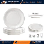 Exquisite Set Of 6 Large Porcelain Plates - 10.5'' Embossed Design For Dining New. Price: $65.03.