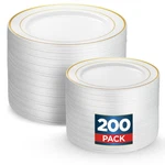 Munfix 200 Gold Plastic Plates Set, 100 Pcs Inch White Dinner And ... New. Price: $78.54.