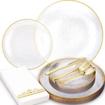 Bonsiny 150 Pcs Plastic Dinnerware Set Disposable For 25 Guests Clear Plates... New. Price: $101.11.