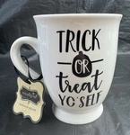 Mud Pie - Trick Or Treat Yo Self White Halloween Coffee Ceramic Cup Mug New. Price: $7.50.