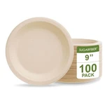 100 Countharvest Pack 9INCH Round Disposable Compostable Paper Plates 9" Heavy New. Price: $28.39.