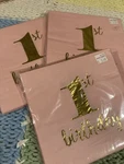Girl Pink & Gold 1ST Birthday Large Square Napkins New Pkg!. Price: $10.00.