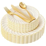 125PCS Scalloped Plastic Plates - Ivory Disposable Gold Pl... New. Price: $47.56.