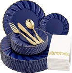 Disposable Plates 150PCS Navy Blue Gold Silverware Wedding Party Youbet Plastic New. Price: $51.99.