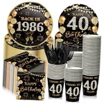 240 Pcs Birthday Decorations 1986 Party Tableware Black Gold 40TH New. Price: $42.75.