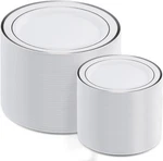 Aozita 200PCS Silver Plastic Plates, Disposable 200-PIECE, New. Price: $66.99.