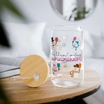 Ballin With My Snowmies Christmas Pickleball Glass Cup W/ Bamboo Lid & Straw New. Price: $11.99.