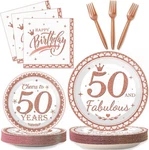 Wiooffen 50TH Birthday Decorations Plates And Napkins For Women Rose Gold Party New. Price: $29.75.