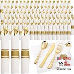 Supernal Plastic Silverware Wrapped Cutlery Set Gold New. Price: $86.31.