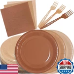 Wxldghq 35-GUEST Gradient Brown 7" Plates & Napkins Party Supplies New. Price: $29.84.