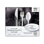 Member's Mark Premium Silver-look Cutlery Combo, 180 Count Elegant Disposable New. Price: $22.58.
