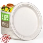 Gezond 10IN 125CT Compostable Plates Whtie New. Price: $39.99.
