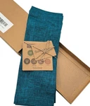 Solino Home Athena Linen Placemats Set Of Teal Blue 14"X 19" Handcrafted New. Price: $29.74.