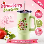 Strawberry Shortcake 40OZ Tumbler Mug With Handle Life Is Delicious Green New. Price: $28.49.