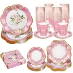 Best Twowyhi 136PCS Floral Tea Party Supplies For 25 Cups With Handle 9 7 Paper New. Price: $41.96.