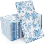 100 Pack Blue Floral Guest Hand Towels Disposable For Dinner Napkin, New. Price: $23.23.