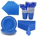 Severs 25 Guests Party Supplies Set Include 9-INCH Paper Plates Cups Blue New. Price: $28.25.