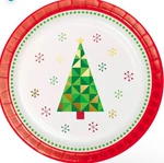 Creative Converting Fractal Christmas Tree Dessert Plates, 7", Multi-color New. Price: $15.99.