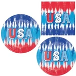 16 Guest Usa Tie Dye Party Supplies Red White Blue Dessert Plates Napkins New. Price: $24.85.