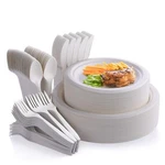 250PCS Compostable Paper Plates With Cutlery Set Disposable Biodegradable Long New. Price: $41.64.
