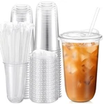 50 Pack 18 Oz Clear Plastic Cups With Sip Lids & Straws, Disposable Pet Cryst... New. Price: $36.97.