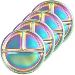 4 Pcs Stainless Steel Kids Plates, Portion Control Platter With 3-COMPARTMENT... New. Price: $26.37.
