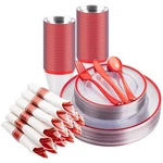 Beststar 175PCS Clear And Red Disposable Plates Set For 25 Guests, 50 Plastic New. Price: $53.27.
