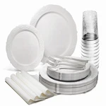 Occasions Finest Plastic Tableware 200 Piece Set 25 Guests-vintage New. Price: $95.31.