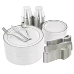 600-PIECE Disposable Plastic Dinnerware Party Set For 100-GUESTS White With New. Price: $83.36.